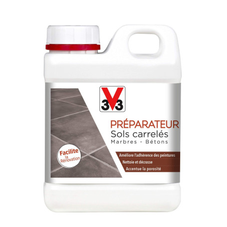 V33 Préparateur de Sols Incolore 1L pour Carrelages, Marbres et Béton