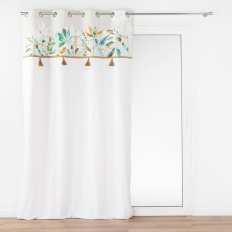 Rideau à Oeillets Dilaris en Coton et Polyester - Vert 140x240 cm