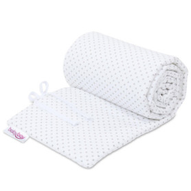 Tour de Lit Piqué Babybay pour Boxspring XXL - Pois Blancs Gris Perle