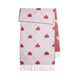 Écharpe Longue Lavande Rose à Motif Cœurs Rouges - PIECES