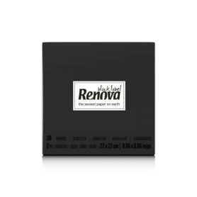 Serviettes en Papier Noires Renova - Paquet de 30 pour Cocktails et Fêtes