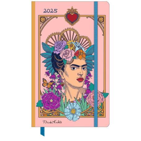 Agenda Semainier Frida Kahlo 2025 - 13 x 21 cm avec Ruban et Poche Pliable