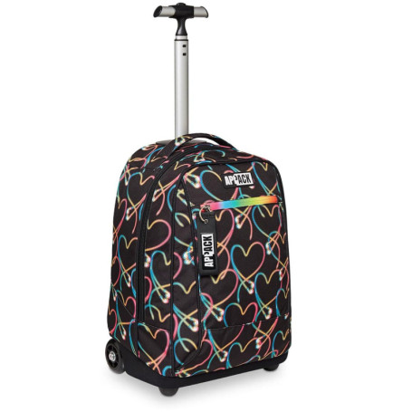 Sac à Dos Trolley Appack 2 en 1 Noir pour École et Loisirs