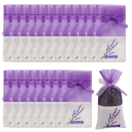 20 Sacs de Lavande Violet avec Cordon de Serrage - Parfum Naturel