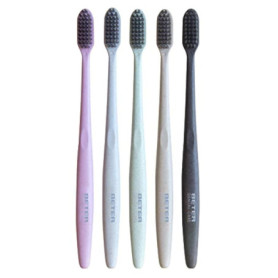 Kit de 5 Brosses à Dents Adultes en Fibre de Blé et Charbon Actif