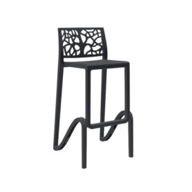 Tabouret Haut Empilable Zefiro Noir - Mobilier de Jardin Élégant
