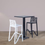 Tabouret Haut Empilable Zefiro Noir - Mobilier de Jardin Élégant