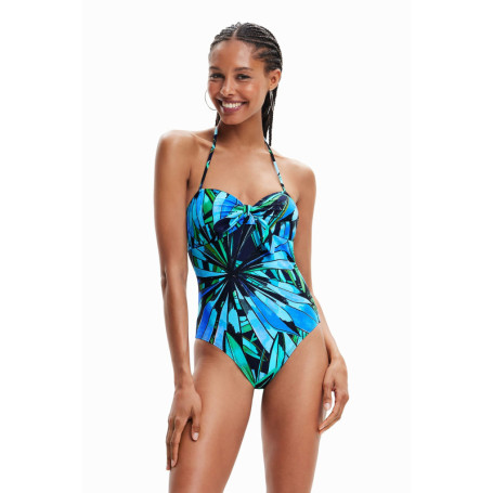 Maillot de Bain Femme Desigual Bleu à Encolure Dos Nu