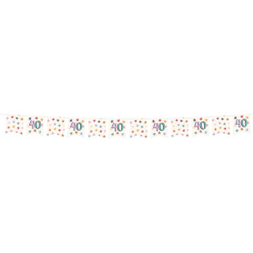 Guirlande de Drapeaux Multicolores 40 Ans - Décoration Festive Starburst 6m
