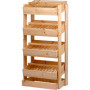 Étagère de rangement en bois pour fruits et légumes avec 4 compartiments