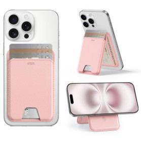 Coque ESR Aura Porte Carte MagSafe en Cuir Végan - Rose pour iPhone et Google Pixel