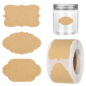 Pack de 500 Étiquettes Autocollantes en Papier Kraft pour Bricolage et Décoration