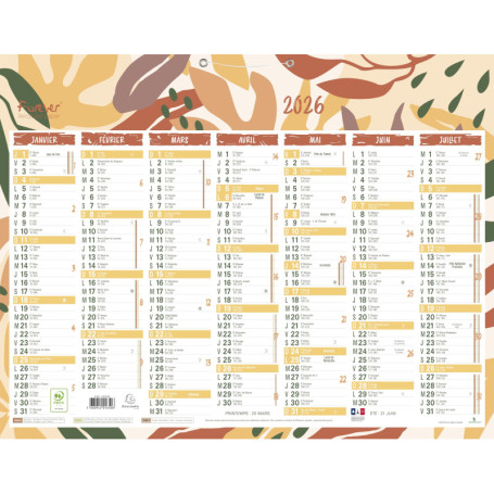 Calendrier Semestriel Forever Recyclé Exacompta 2026 - 43 x 33,5 cm