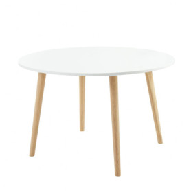 Table à Manger ORATELLO laquée Blanc pour 4 à 6 Personnes