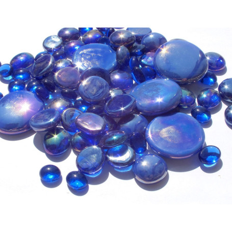 Billes Plates en Verre Bleu-Nuit - Mélange de 500g pour Décoration