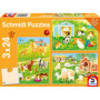 Puzzle Éducatif Schmidt pour Enfants - 3 x 24 Pièces Animaux Mignons