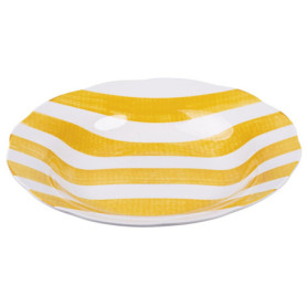 Ensemble de 6 assiettes creuses en porcelaine Versilia - Jaune et rayures festonnées