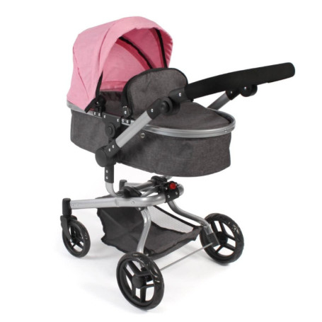 Poussette de Poupée 2 en 1 Yolo Anthracite/Rose pour Enfants