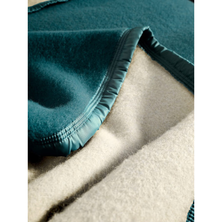 Couverture en Laine Toison d'Or Volta - Bleu Paon, 180x240 cm