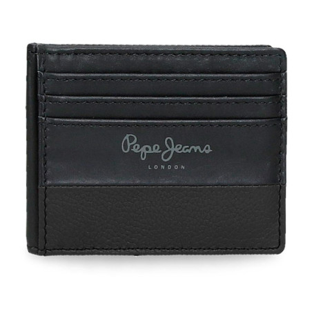 Porte-Cartes Slim en Cuir Noir Pepe Jeans