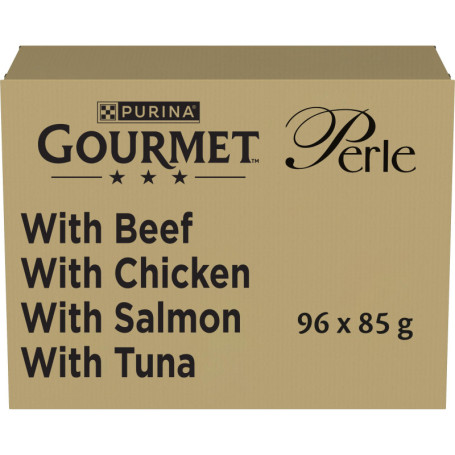 Purina Gourmet Perles Filettini en Sauce pour Chats - Mix Viande et Poisson, 96 Enveloppes de 85 g