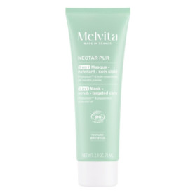Masque Exfoliant 3 en 1 Nectar Pur Melvita pour Peaux Mixtes à Grasses - 75 ml