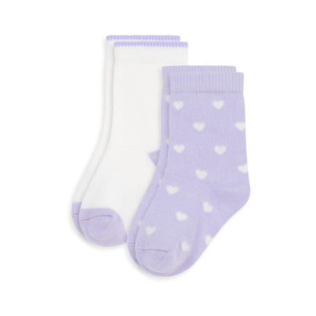 Lot de 2 Chaussettes Bébé en Coton Imprimé Cœurs - Petit Bateau