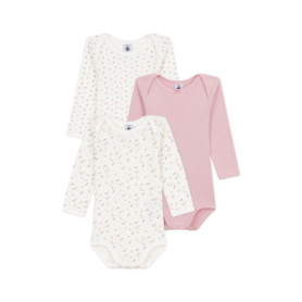 Lot de 3 bodies manches longues fleuris pour bébé - Petit Bateau