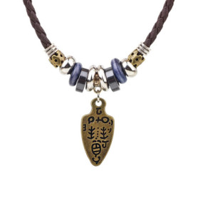 Collier Tribal en Cuir Aabellay pour Homme - Style Bohème Vintage avec Pendentif Dent de Loup