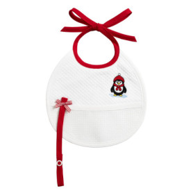 Bavoir de Noël à broder pour bébé - Pingouin en coton doux