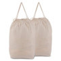 Lot de 2 Sacs à Linge Lavables en Coton avec Poignées - Idéal pour Voyage et Rangement