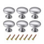 Set de 6 Boutons de Tiroir Ronds Argentés en Chrome Poli
