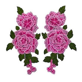 Lot de 4 Patchs en Dentelle Florale 3D - Rose pour Couture et Loisirs Créatifs