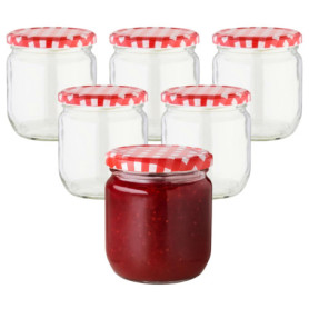 Lot de 6 Pots à Confiture avec Étiquettes et Couvercles - 425 ml