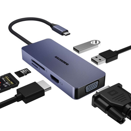 Hub USB-C 6 en 1 OBERSTER avec HDMI 4K et Ports Multiples
