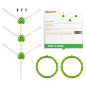 BAKUUM Lot de 3 Brosses Latérales et 2 Pneus pour iRobot Roomba E5 E6 i7 j7+