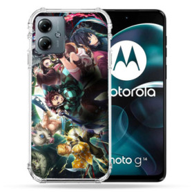 Coque Renforcée Multicolore pour Motorola G14 - Protection Manga Demon Slayer