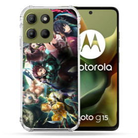 Coque Renforcée Transparente pour Motorola G15 - Manga Demon Slayer
