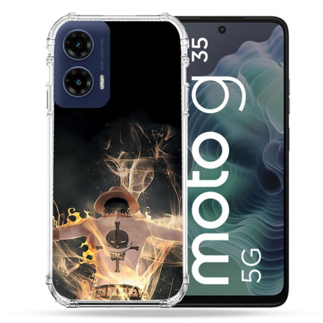Coque Renforcée Cokitec pour Motorola G35 5G - Design Manga One Piece Ace Noir