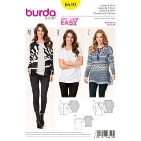 Patron de Couture Burda B6610 pour Veste et T-Shirt en Papier