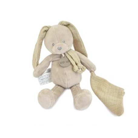 Pantin Doudou Lapin Mocca en Coton pour Bébé - Jouet d'Éveil Tendre