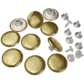 Lot de 10 Boutons Pression Ronds Dorés Vintage pour Vêtements - Ø19.5 mm