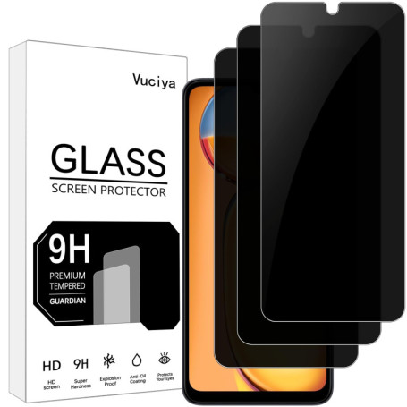 Vuciya Lot de 3 Protections Écran Verre Trempé pour Xiaomi Redmi 13C et Poco C65