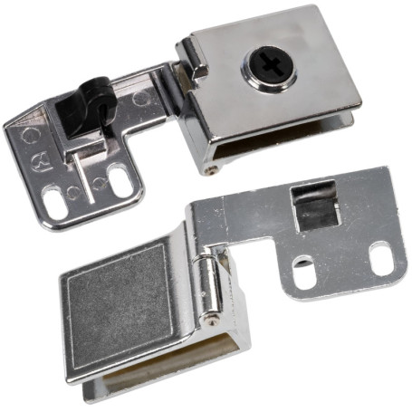 Paire de Charnières Chromées pour Porte en Verre - AERZETIX