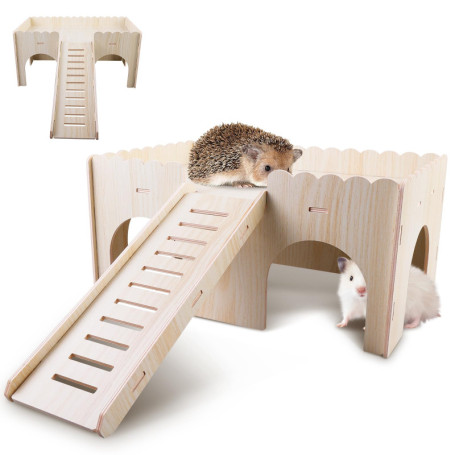 Lit en Bois pour Cochons d'Inde avec Rampe - Maison Spacieuse pour Animaux 28,41 €