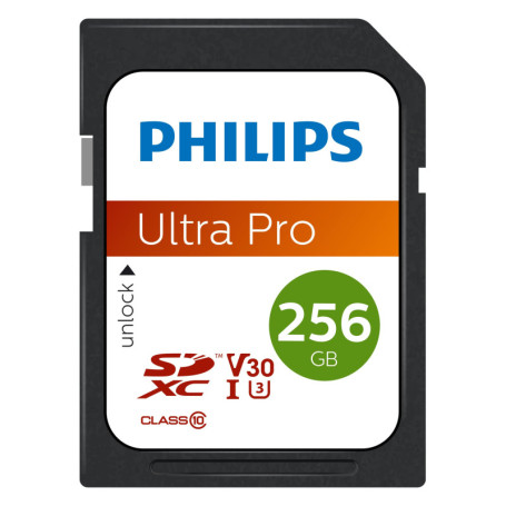 Carte SDXC Philips Ultra Pro 256 Go UHS-I U3 pour Vidéo 4K UHD