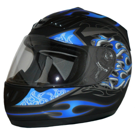 Casque de Moto Intégral protectWEAR H-510-BL - Bleu et Noir - Taille L