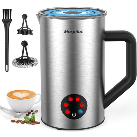 Morpilot Mousseur à Lait Électrique 6 en 1 en Acier Inoxydable