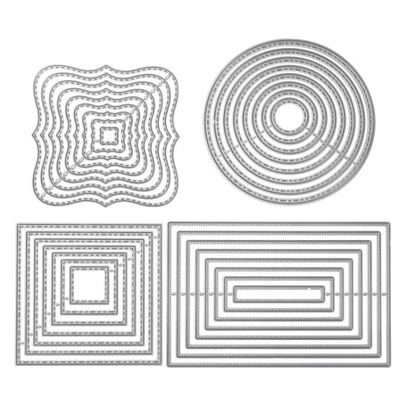 Kit de Gabarits de Poinçonnage Géométriques - 4 Pièces pour Scrapbooking et Découpage