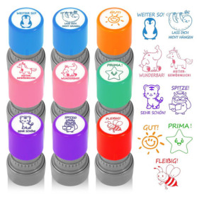 Lot de 9 Tampons Auto-Encreurs pour Enseignants - Motivation et Récompenses